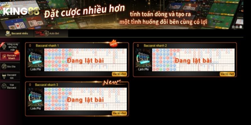 Baccarat tại sảnh TP casino đang có nhiều bàn cược hấp dẫn