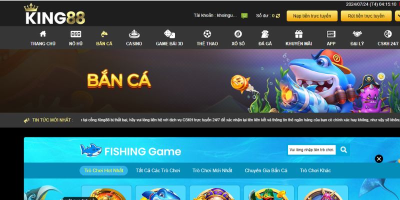 Game bắn cá tại King88 với đầy những phần thưởng hấp dẫn