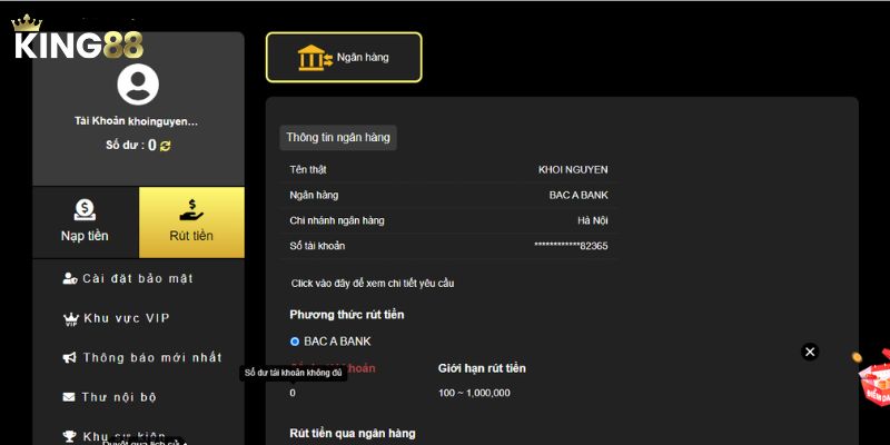 Lưu ý để rút tiền tại King88 thành công
